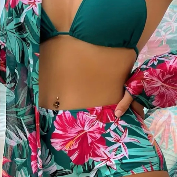 (2) Pc. Bikini Set With Long Sleeve Cover up - Picture 3 of 5